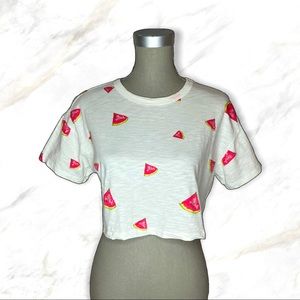 4/$30 🌿 Urban Nation | Watermelon Slices 🍉 Cropped White T-Shirt
